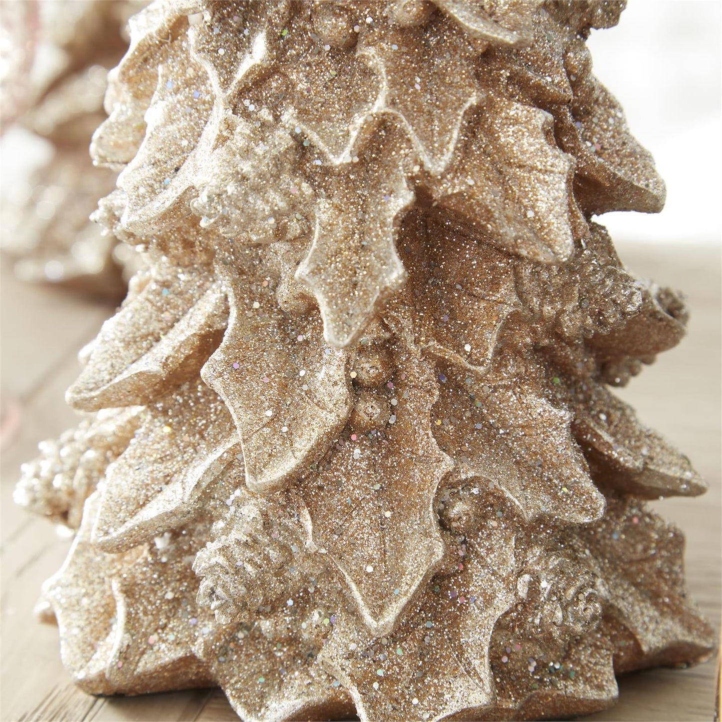 20 Inch Glittered Gold Resin Holly Leaf Christmas Tree