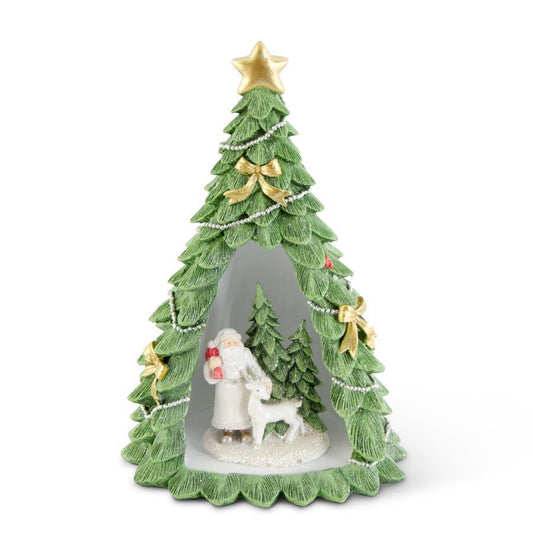 Glittered LED Resin Hollow Christmas Tree w/ Santa & Deer
