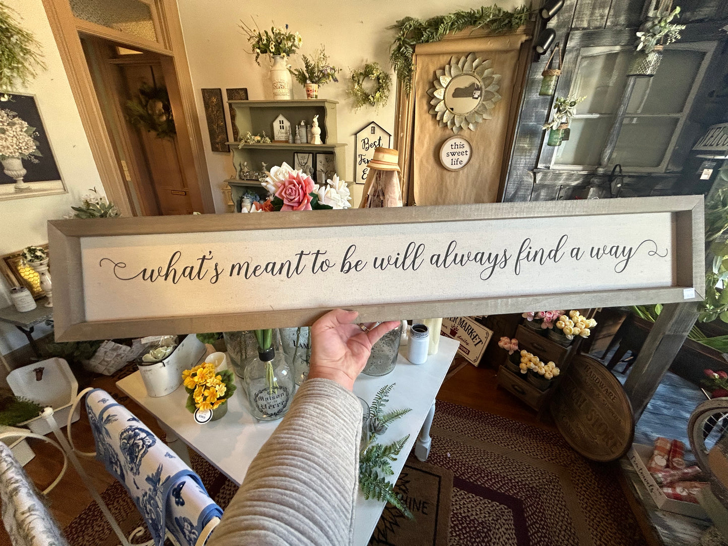 What’s Meant To Be Will Always Find A Way Wood Framed Canvas Sign