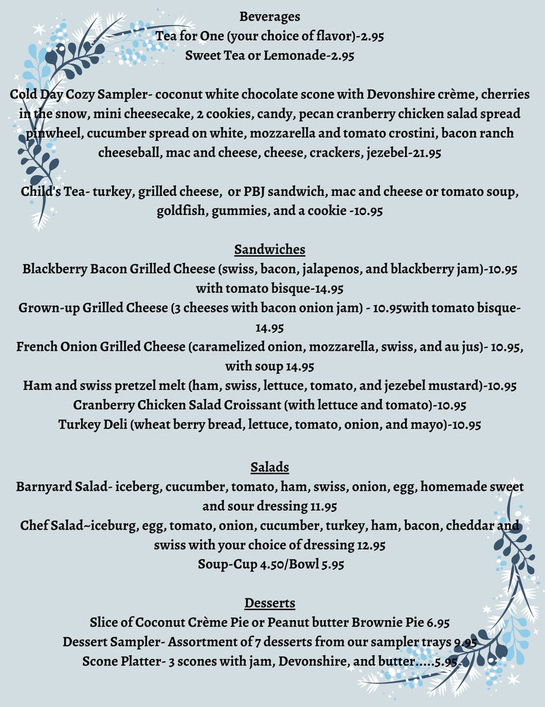 Tea Room Menu – The Strawberry Tree