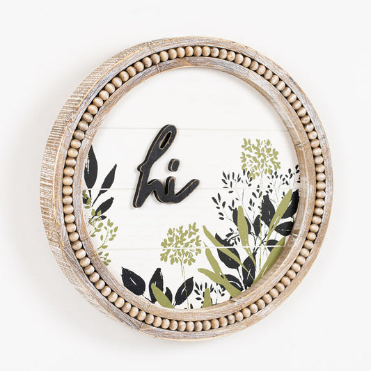 Wooden Round Beaded “Hi” Sign