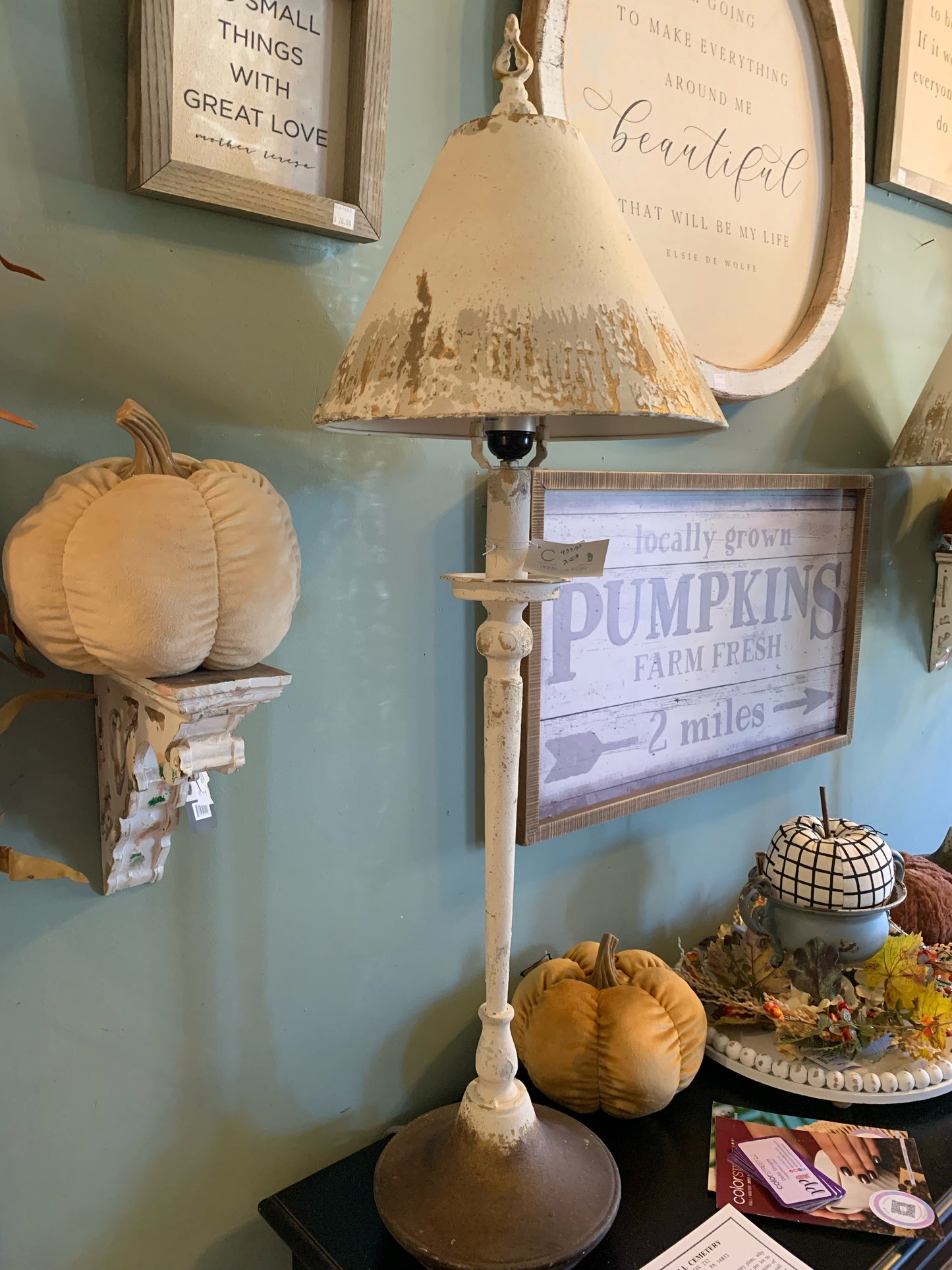 Distressed White Buffet Lamp