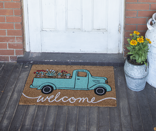 "Welcome" Flower Truck Doormat